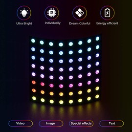 BTF-LIGHTING 2 Pack WS2812B ECO RGB Alloy Wire 5050SMD Individual Addressable 8X8 256 Pixel LED Matrix Panel Flexible FPCB Full Color Work with WLED,SP802E Controller Image Video Text Display DC5V