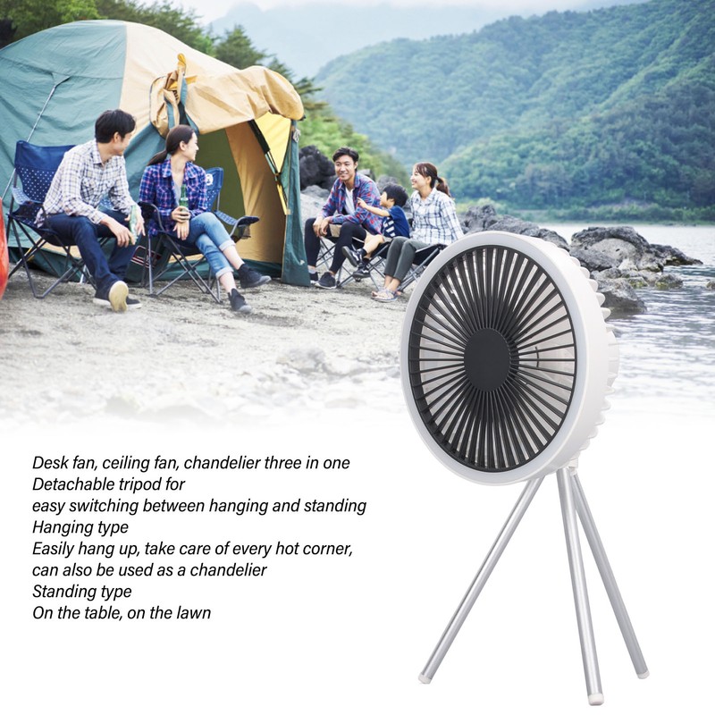 Tripod Desk Fan with Light USB Rechargeable Battery Operated 3
