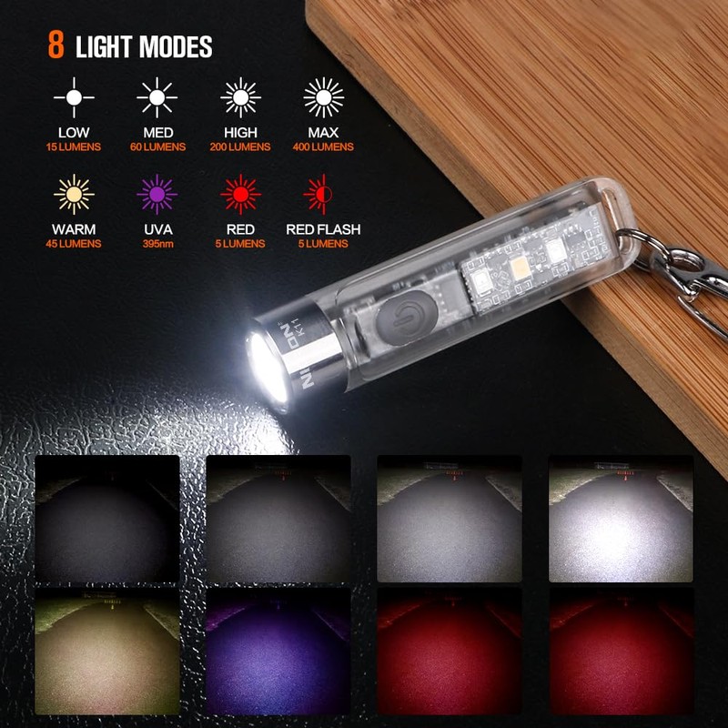 NICRON K11 Rechargeable Keychain Flashlight Lightweight,400 Hight Lumen with Extra