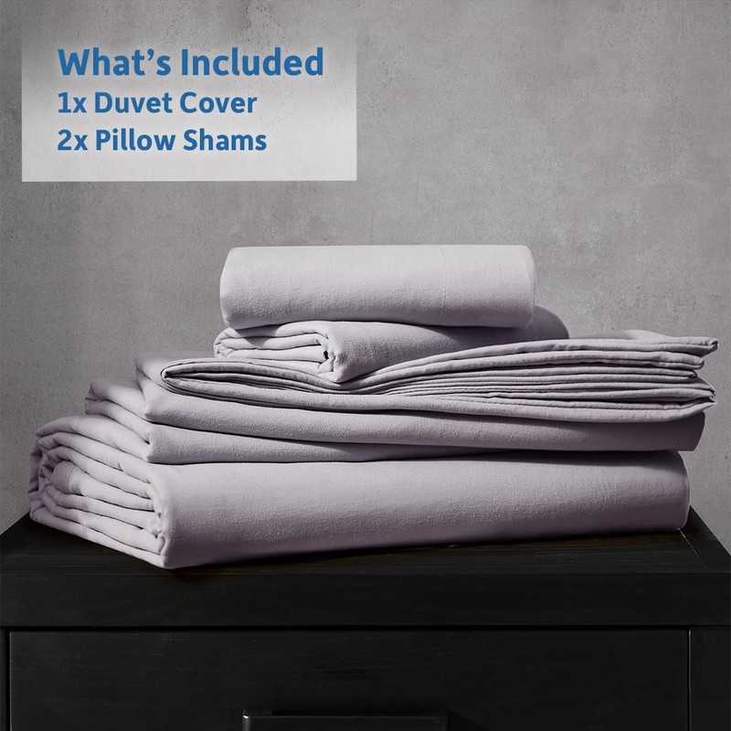 Nestl Grey Lavender Duvet Cover King Size - Soft Prewashed