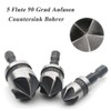 Mesee Set of 3 90° Countersink Drill, 5 Flute Countersink