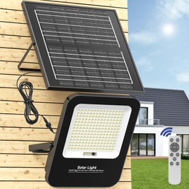 TENKOO Solar Street Flood Lights Outdoor 1800W Solar Led Flood Lights Dusk to Dawn 150000LM Street Lights IP67 Waterproof Parking Lot Lights with 16.4ft Cables Security Commercial Lighting