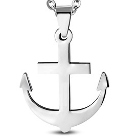 ZENSE - Men's Marine Anchor Cross Necklace in Stainless Steel ZP0208 - with 45 cm Cord