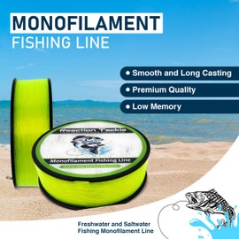 Reaction Tackle Monofilament Fishing Line- Strong and Abrasion-Resistant Nylon Mono Fishing Line, Freshwater and Saltwater Fishing Line Hi Vis Green 8/2000