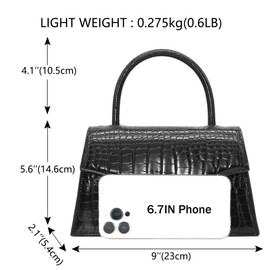 Milisente Clutch Bags For Women Elegant Wedding Evening Handbags Faux Patent Leather Clutches With Top Handle (Crocodile Pattern-Black3