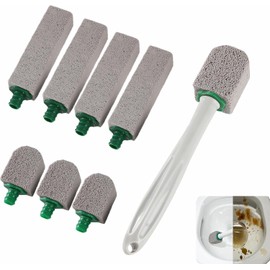 GUIBELL Set Limpiador Piedra Volcánica Pumice 8 Pack Mango Largo Cepillo con 8 recambios reemplazables,limpia inodoros,cocina,piscinas y elimina callos de pies