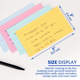 BAZIC 100 Ct. 3" X 5" Ruled Colored Index Card