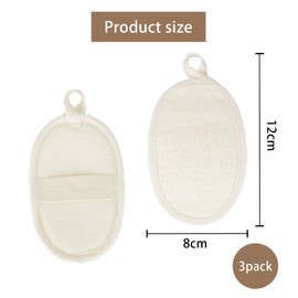 JINGIHE Pack of 3 Loofah Sponge Exfoliating Body Pad, Natural Cleaning Loofah Pad Body Scrubber, Soft Bath Sponge Rituals Exfoliating Shower Sponge Body for Women Men Bath Spa (8 x 12 cm)