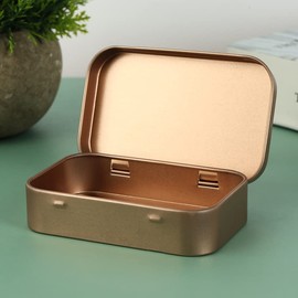 AKOAK 4 Pcs 3.7 x 2.4 x 0.8 Inches Rectangular Empty Hinged Tins Box Containers for First Aid Kit,Survival Kits,Storage,Herbs,Pills,Crafts and More (Rose gold)