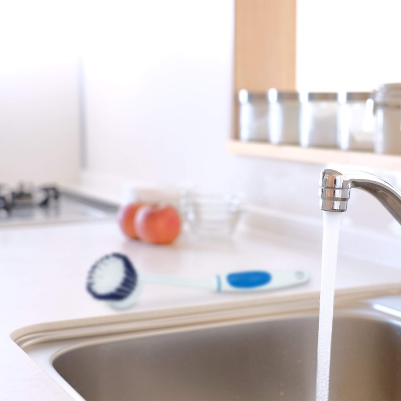 Relaxdays 6 x Washing Up Brush, Medium Bristles, Rubberised Handle,