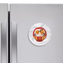 Unbranded Daruma Doll Japan Gift Crafty | 4'' X 4'' Round Decorative Magnet