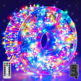 Guhope String Lights Indoor 1200LED 196FT, Waterproof Outdoor String Lights with Remote and Timer, 8 Modes Dimmable Fairy Lights for Indoor Outdoor Wedding Party Holiday Decorations (Multicolor)