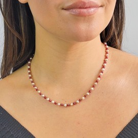 real pearls and ruby stone strand choker necklace, birthstone jewelry gift for her, mothers day gift, niece daughter uniquelan jewelry (ruby)