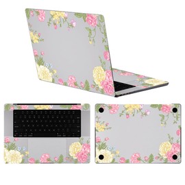 Yiodelu Colourful Translucent Sticker Skin Decal for 2024-2021 MacBook Pro 14 M4 M3 M2 M1 Pro/Max Laptop Full Body Wrap Protective Cover A3112 A3401 A3185 A2992 A2918 A2779 A2442（Floral Cluster）