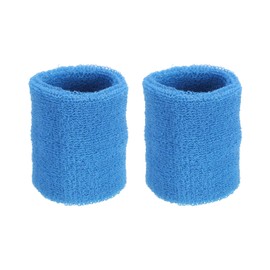 PATIKIL Sports Wristbands 8x10cm, 2 Pack Athletic Cotton Terry Cloth Absorbent Wrist Sweatband for Tennis Basketball Working Out Running, Sky Blue
