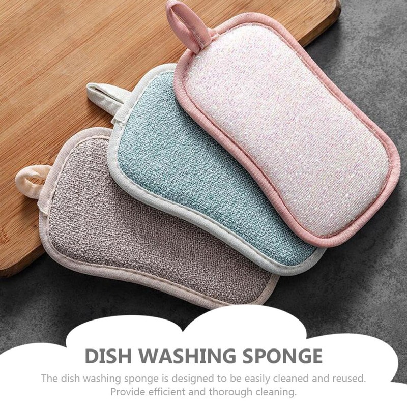 Baluue 4sets Reusable Dish Sponges Kitchen Cleaning Sponge Set Non