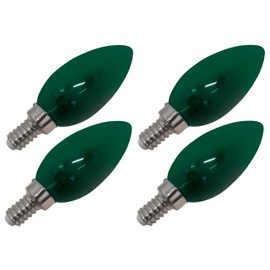 OCS Parts Transparent Green LED B10-E12 Light Bulbs | 120 Volts | 2 Watt | E12 Candelabra Base | Replaces 25W Incandescent Lamps | 4-Pack