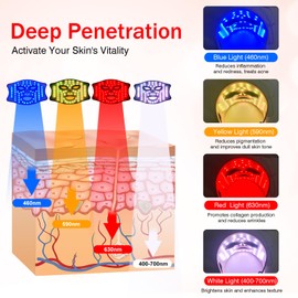 USUIELIGHT LED Face Mask Light Therapy 4 Colours LED Mask Face with Red Light Therapy for Face Care Pink