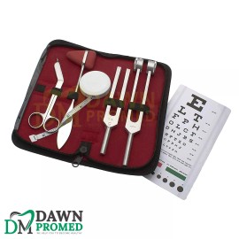 DawnProMed 6 Pcs Tactical Silver Diagnostic ENT Set Kit Tuning Forks, Hammer, Scissor, Tape