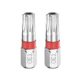 sourcing map 2pcs Torx Screwdriver Bit T30H 1/4" Hex Shank 25mm/1" Length Magnetic Star 6 Point Head Hex Bits S2 Steel Electric Screw Driver Bit with Hole Torx Head