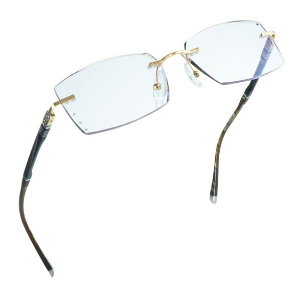 LifeArt-Gafas de bloqueo de luz azul, gafas de lectura para ordenador, anti rayos azules, reducen la fatiga visual, lentes tintadas con marco sin montura con diamante, elegantes para hombres y mujeres