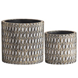 NewSangXia 4 & 6 inch Plant Pot Set, Concrete planters for Indoor Plants, a Concrete Planter with a Golden Angular Surface. Plant pots for Office & Home Decor, planters for Outdoor Plants Set of 2.