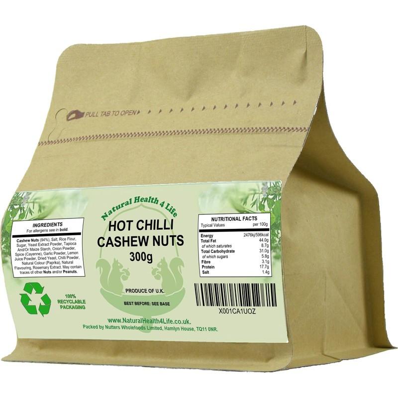 Natural Health 4 Life Baked Hot Chilli Cashew Nuts 300