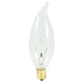 Bulbrite 403025 25CFC/32/3 25-Watt Incandescent Flame Tip CA10 Chandelier Bulb, Candelabra Base, Clear (Pack of 6)