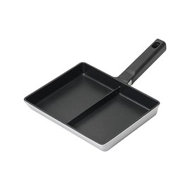 Pearl Metal Chiiino HC-74 Egg Pot, Twin Pan, With Divider, For Lunch Box, Induction Compatible, Fluorine Processed Aluminum, Die Cast