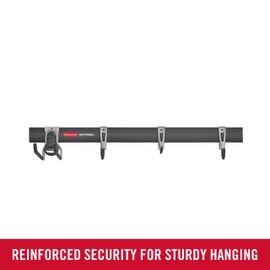 Rubbermaid FastTrack Garage Storage Utility Hooks 5 Piece Black All in One Rail Hook Kit and Tool Organizer Heavy Duty for Home/Garage/Shed/Garden