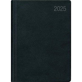 Zettler - Pocket Calendar 2025 Black, 10.2 x 14.2 cm, Pocket Planner with 192 Pages in Flexible Plastic Cover, 1 Week on 2 Pages, Daily and Week Counting and International Calendar