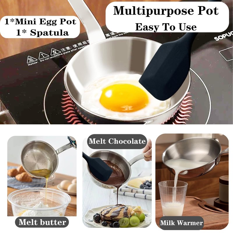 Bigwinyep Mini Egg Pan, 304 Stainless Steel Omelet Pan, 5.1Inch