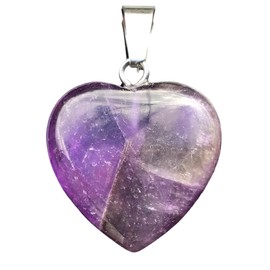 Steinfixx® - Genuine Gemstone Heart Pendant with Silver Eyelet | 26 Variants | for Lovers | Chakra Stone | Healing Stone | 20 x 20 mm (Amethyst)