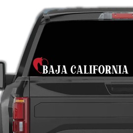Western Decal Baja California Mexico Stickers para Trocas Calcomanias para Autos Mexican Stickers for Trucks and Cars Estilo Ranchero con Caballo (6" x 35")