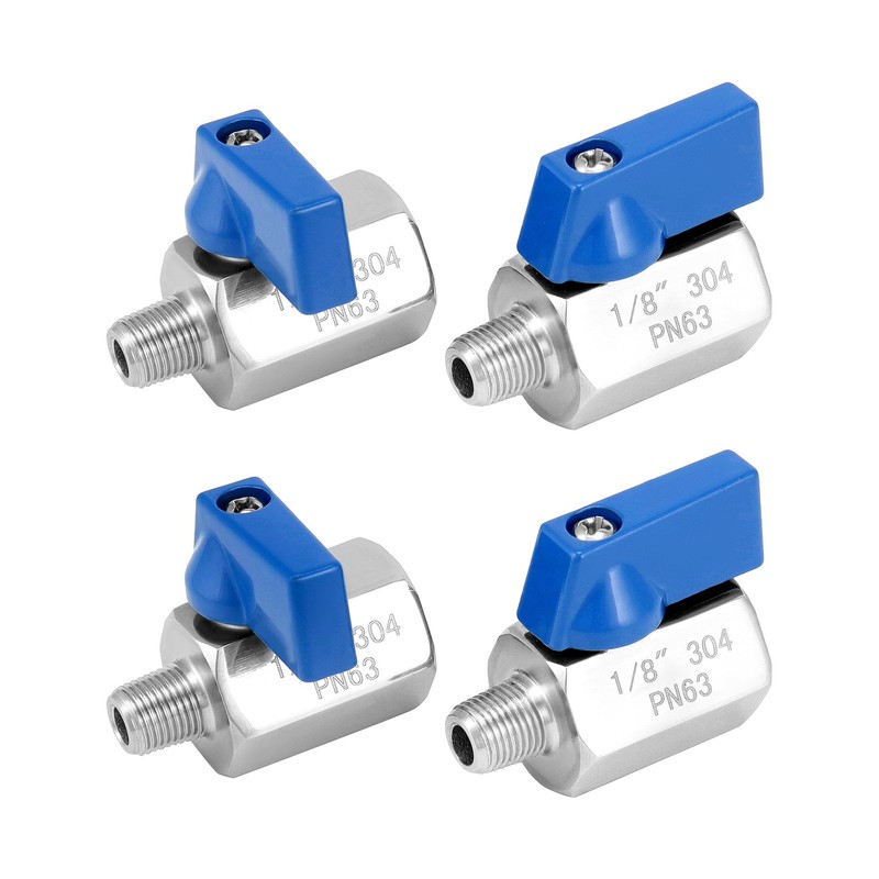 QWORK Mini Ball Valve, 4 Pack 1/8" Female & Male