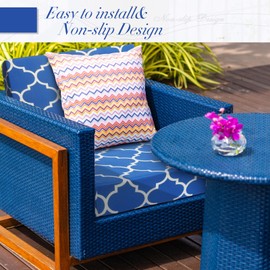 Newwiee 8 Pcs Stretch Patio Outdoor Cushion Covers Waterproof Replacement Sofa Couch Covers for 4 Backrests and 4 Cushions Washable Lawn Garden Seat Furniture Protector(Royal Blue)