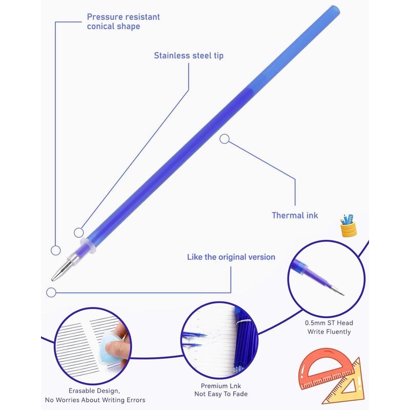 ZEXIJOW Erasable Gel Pen Refills, Compatible with Legami, Pack of