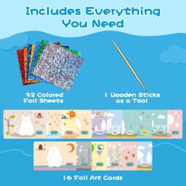 Nilez Foil Art Kit for Kids Animals Paper Crafts Arts and Crafts for Kids Fun Kit Projects Activities Craft Crafts 6 7 8 9 10 Boys Girls Children