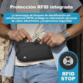 Cinturón de Viaje con Tecnología Bloqueo RFID, Cangurera Mujer y Hombres con Soporte Delgado para Pasaporte y Cremallera Invisible, Riñonera para Viaj