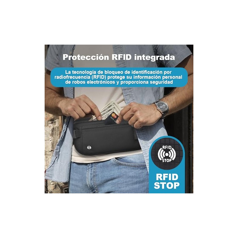 Cinturón de Viaje con Tecnología Bloqueo RFID, Cangurera Mujer y