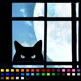 Peaking Black Cat Sticker, Vinyl Decal Sticker, Home Decor, Window Wall Sticker, Car Window Bumper Sticker, Caravan Sticker, Funny Sticker, 150mm