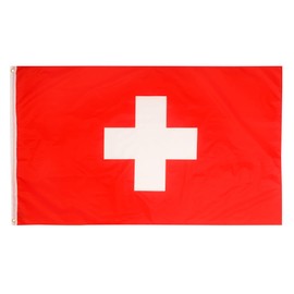 Aricona Switzerland Flag 90 x 150 cm, Swiss National Flag with Brass Eyelets, Weatherproof Flag for Flagpole, 100% Polyester
