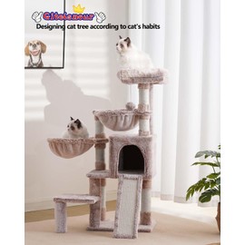 Gitelsnour Cat Tree for Small Cats/Kitten, Cat Tower with condo, 2 Baskets, Platform, Scratch Board, Cat Scratching Posts for Indoor Cats, Muchroom GCT003SMU