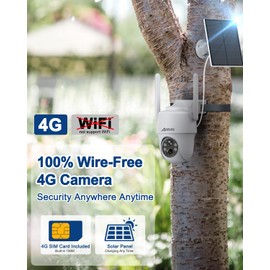 ANRAN 4G LTE Solar Security Camera Outdoor, No WiFi Required 3MP Wireless Camera with SIM & 32GB SD Card, 2K Color Night Vision, 360° Pan-Tilt, PIR Motion Detection, 2-Way Audio, IP66 Weatherproof