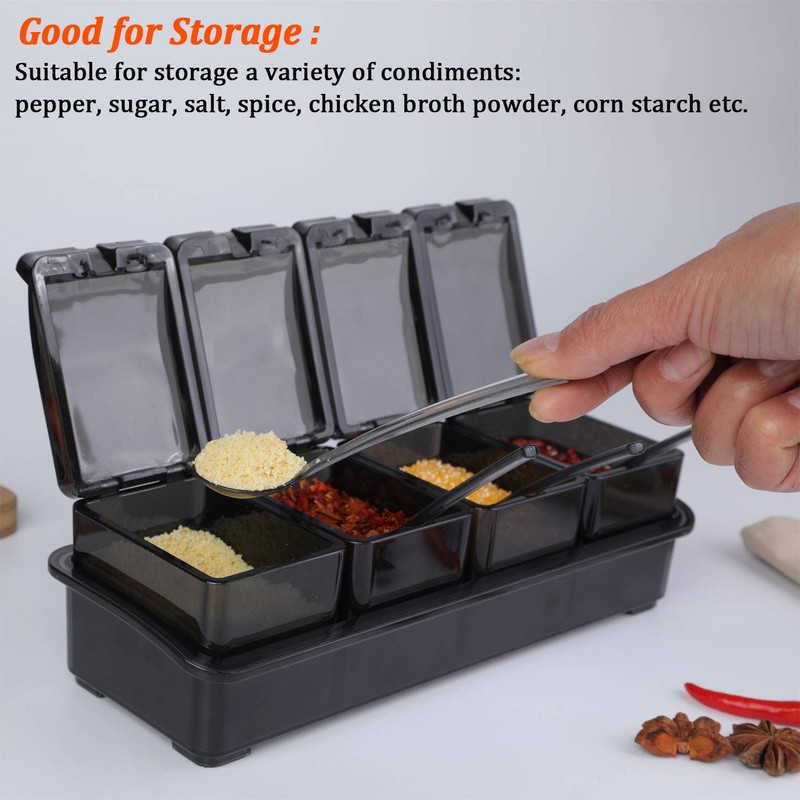 V·RESOURCING [ New Version Elegant Black Seasoning Box, 4 Pieces