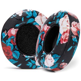 WC Extra Thick Replacement Earpads for Beats Solo 2 & 3 by Wicked Cushions - Ear Pads for Beats Solo 2 & 3 Wireless ON-Ear Headphones - Soft Leather, Luxury Memory Foam, Strong Adhesive | Floral Black