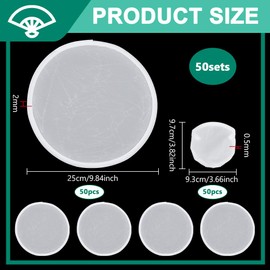 BENECREAT 50Pcs White Foldable Flying Disc Fans, 9.8inch Sublimation Fans Nylon White Edge Folding Fan Set with Bag for Wedding Party Favors Outdoor Activity