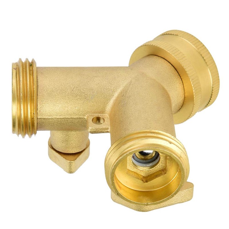 Fdit 3/4 Inch Double Outlet Brass Ball Valve Hose Connector