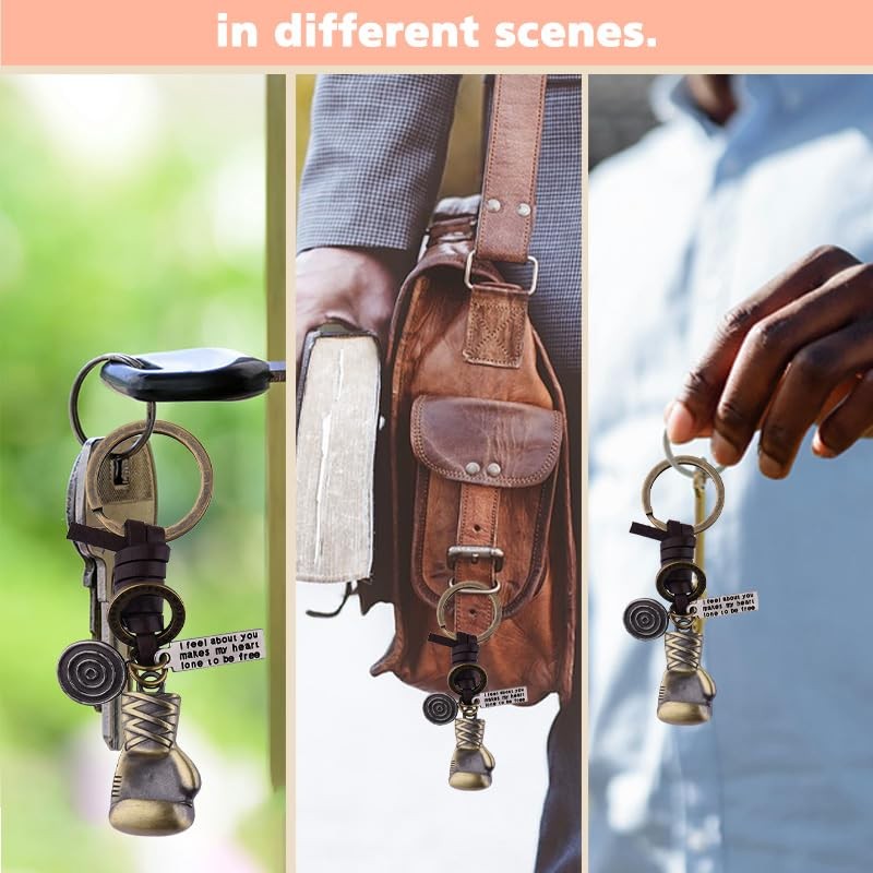 Boxing Gloves Key Chain for Women Men Sports Lovers Bronze