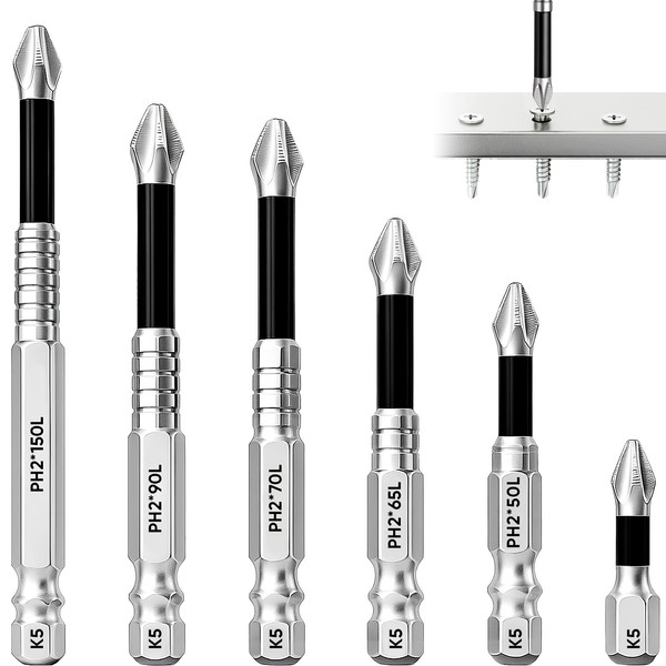 High-Magnetic Screwdriver Drill Bit Set: 6 Pcs Anti Slip Strong